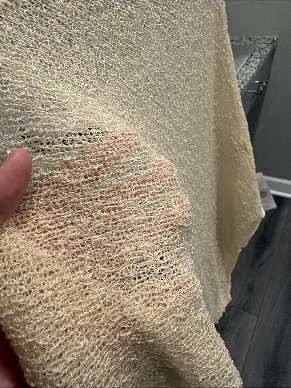 Lightweight Sheer Knit Shawl Poncho in Cream - Picture 3 of 6